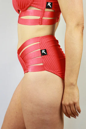 RARR Designs Crystal Strappy Mid Rise Shorts - Garnet
