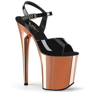 PLEASER FLAMINGO-809 BLK PAT/ROSE GOLD CHROME