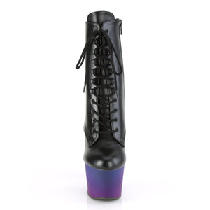 PLEASER ADORE-1020BP BLK FAUX LEATHER/BLUE-PURPLE OMBRE