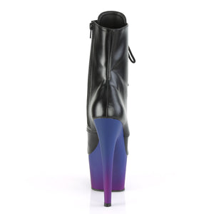 PLEASER ADORE-1020BP BLK FAUX LEATHER/BLUE-PURPLE OMBRE