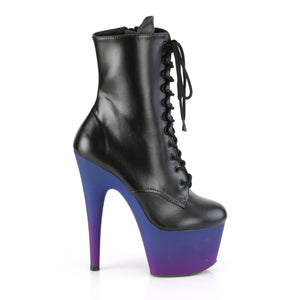 PLEASER ADORE-1020BP BLK FAUX LEATHER/BLUE-PURPLE OMBRE