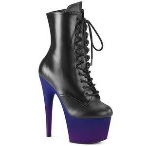 PLEASER ADORE-1020BP BLK FAUX LEATHER/BLUE-PURPLE OMBRE