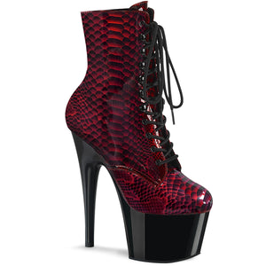 PLEASER ADORE-1020SP RED SNAKE PRINT PAT/BLK