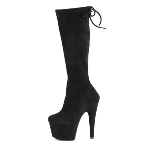 PLEASER ADORE-2008 BLK STRETCH FAUX SUEDE/BLK FAUX SUEDE