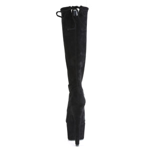 PLEASER ADORE-2008 BLK STRETCH FAUX SUEDE/BLK FAUX SUEDE