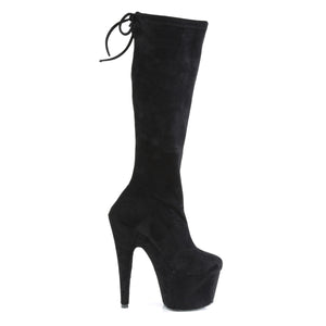 PLEASER ADORE-2008 BLK STRETCH FAUX SUEDE/BLK FAUX SUEDE