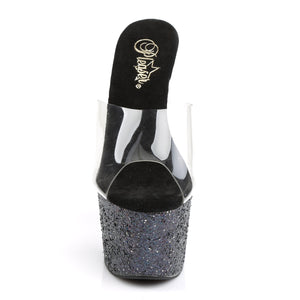 PLEASER ADORE-701LG CLR/BLK HOLO GLITTER