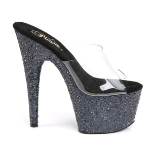 PLEASER ADORE-701LG CLR/BLK HOLO GLITTER
