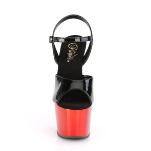 PLEASER ADORE-709 BLK PAT/RED CHROME