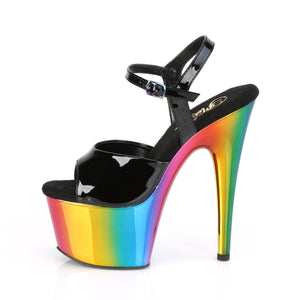 PLEASER ADORE-709RC BLK PAT/RAINBOW CHROME