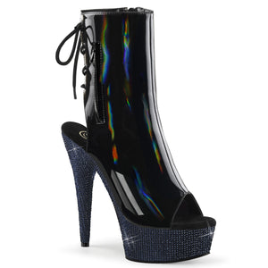 PLEASER BEJEWELED-1018DM-6 BLK HOLO PAT/MIDNIGHT BLK RS