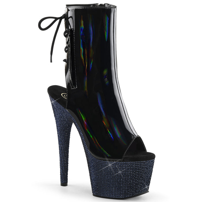 PLEASER BEJEWELED-1018DM-7 BLK HOLO PAT/MIDNIGHT BLK RS