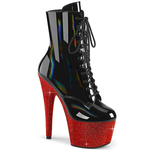 PLEASER BEJEWELED-1020-7 BLK HOLO PAT/RED RS