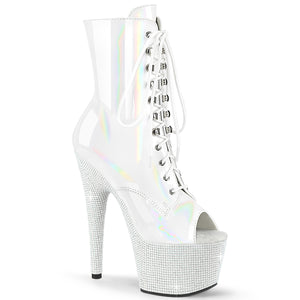 PLEASER BEJEWELED-1021-7 WHT HOLO PAT/WHT RS