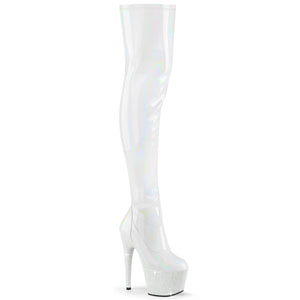 PLEASER BEJEWELED-3000-7 WHT STR HOLO PAT/WHT RS