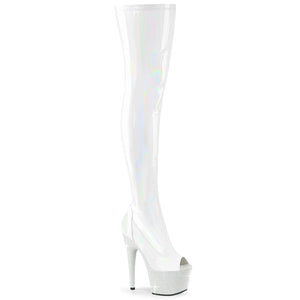 PLEASER BEJEWELED-3011-7 WHT STR HOLO PAT/WHT RS