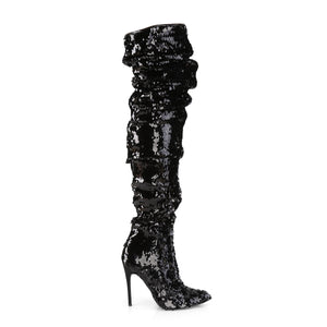 PLEASER COURTLY-3011 BLK SEQUINS