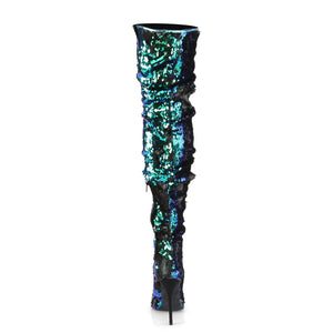 PLEASER COURTLY-3011 GREEN IRIDESCENT SEQUINS
