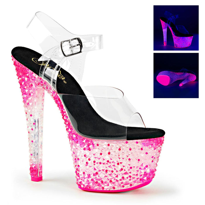 PLEASER CRYSTALIZE-308PS CLR/NEON ICY H. PINK