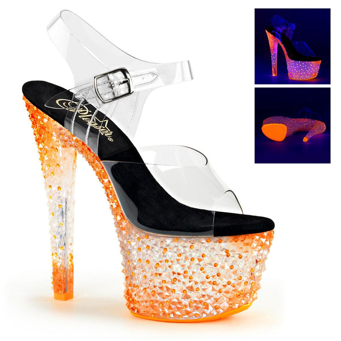 PLEASER CRYSTALIZE-308PS CLR/NEON ICY TANGERINE