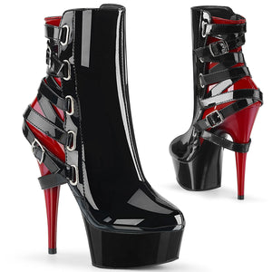 PLEASER DELIGHT-1012 BLK-RED PAT/BLK-RED