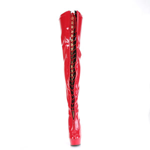 PLEASER DELIGHT-3027 RED-BLK STR. PAT/RED