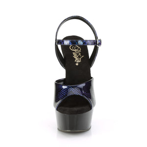 PLEASER DELIGHT-609SP ROYAL BLUE SNAKE PAT/BLK