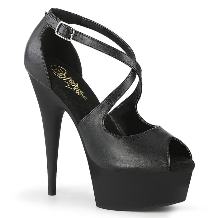 PLEASER DELIGHT-621 BLK FAUX LEATHER/BLK MATTE