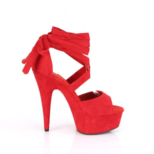 PLEASER DELIGHT-679 RED FAUX SUEDE/RED FAUX SUEDE