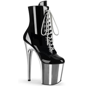 PLEASER FLAMINGO-1020 BLK PAT/SLV CHROME