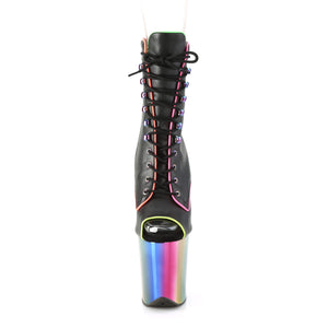 PLEASER FLAMINGO-1021RC-02 BLK PAT/RAINBOW CHROME