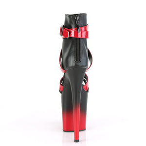 PLEASER FLAMINGO-800-15 BLK FAUX LEATHER-RED PAT/BLK-RED MATTE