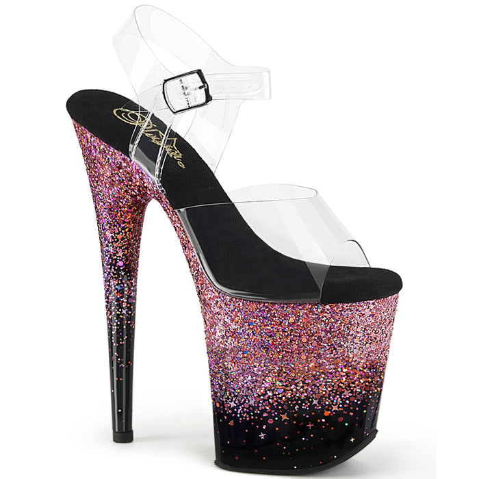 PLEASER FLAMINGO-808SS CLR/BLK-PINK MULTI GLITTER