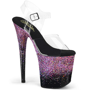 PLEASER FLAMINGO-808SS CLR/BLK-PURPLE MULTI GLITTER