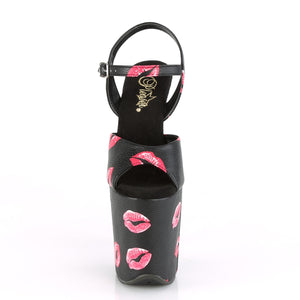 PLEASER FLAMINGO-809KISSES BLK FAUX LEATHER/BLK FAUX LEATHER