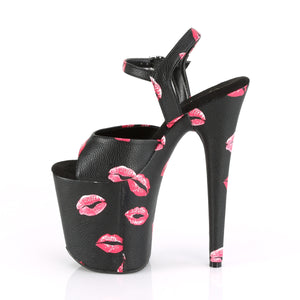 PLEASER FLAMINGO-809KISSES BLK FAUX LEATHER/BLK FAUX LEATHER