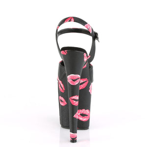 PLEASER FLAMINGO-809KISSES BLK FAUX LEATHER/BLK FAUX LEATHER