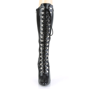 PLEASER SEDUCE-2024 BLK STR FAUX LEATHER