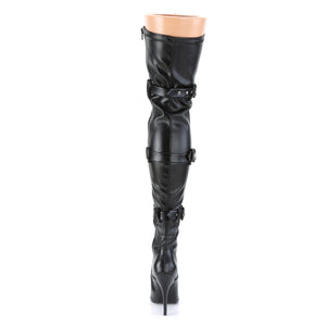 PLEASER SEDUCE-3028 BLK STR FAUX LEATHER