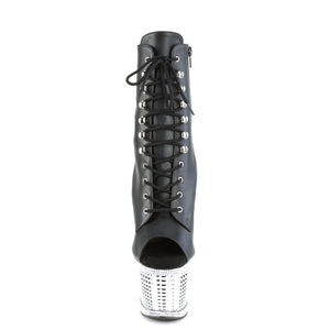PLEASER SPECTATOR-1021RS BLK FAUX LEATHER/SLV RS-CHROME