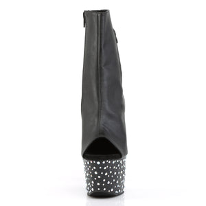 PLEASER STARDANCE-1018-7 BLK FAUX LEATHER/BLK-SLV MULTI RS